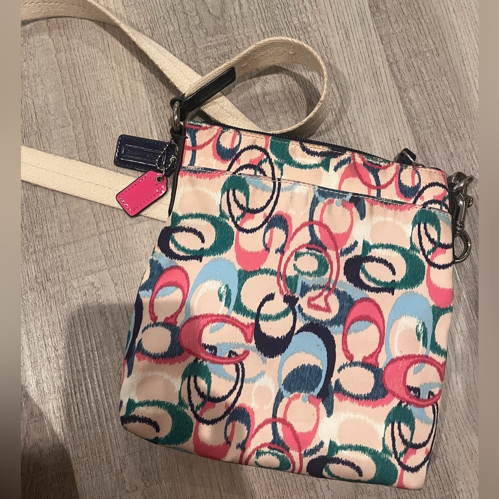 Vintage Coach Ikat Scribble Signature Crossbody Shoulder Strap Bag Purse - Picture 7 of 10